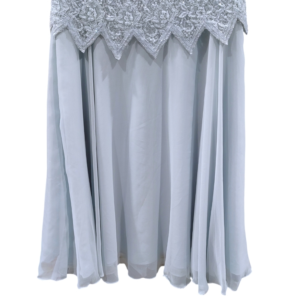 Vintage 1990s Ice Blue Beaded Short Sleeve Party Event Dress Women's Size Large - Picture 4 of 12